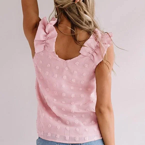 Tank Top Pink Ruffle Swiss Dot 2XL 18 - Picture 5 of 10